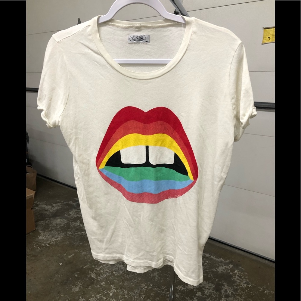 🥈Lauren Moshi Beverly Hills Rainbow Lips Shirt XS